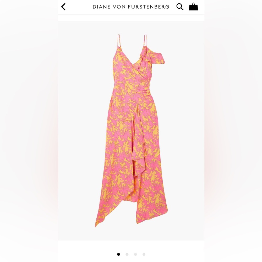 Diane Von Furstenberg Pink and Yellow Floral Midi Dress